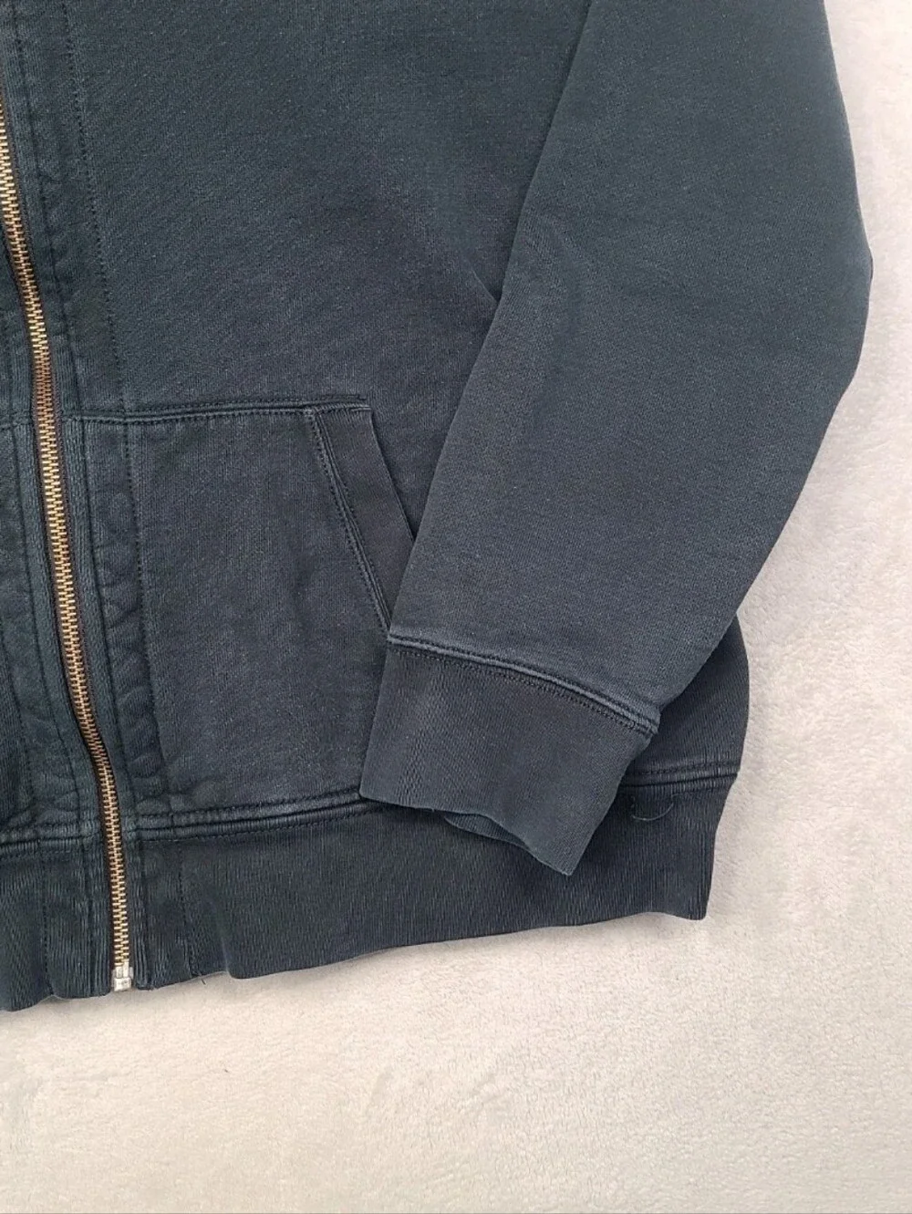 Vintage Polo Ralph Lauren Hoodie Mens 2XL Black Heavy Full Zip Thermal Fade Y2K